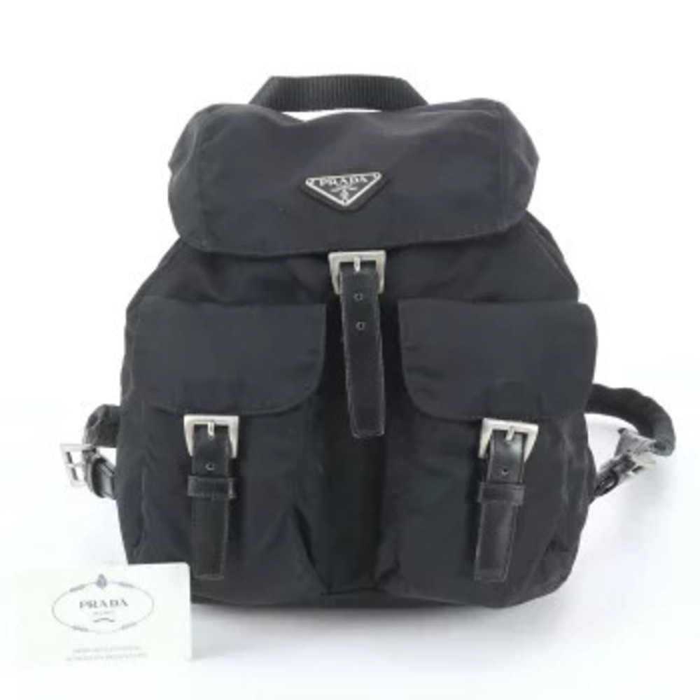 Prada Vitello Leather Backpack Triangle Logo White